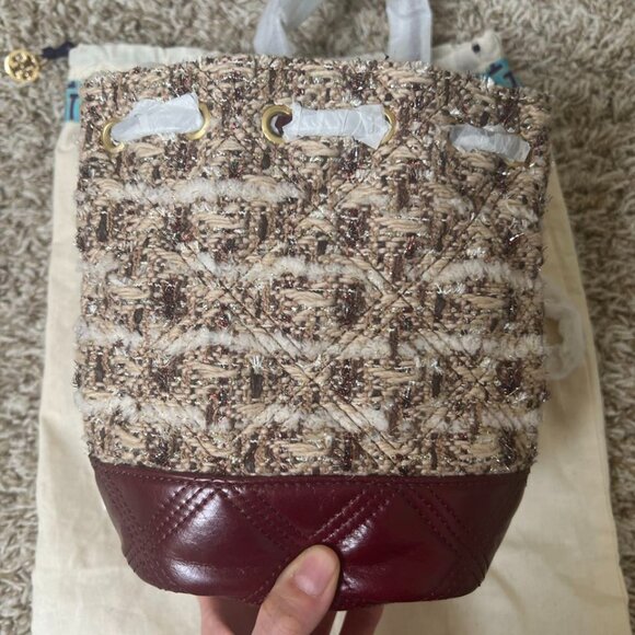 Tory Burch Tweed Fleming Soft Mini Bucket Bag - Picture 6 of 10